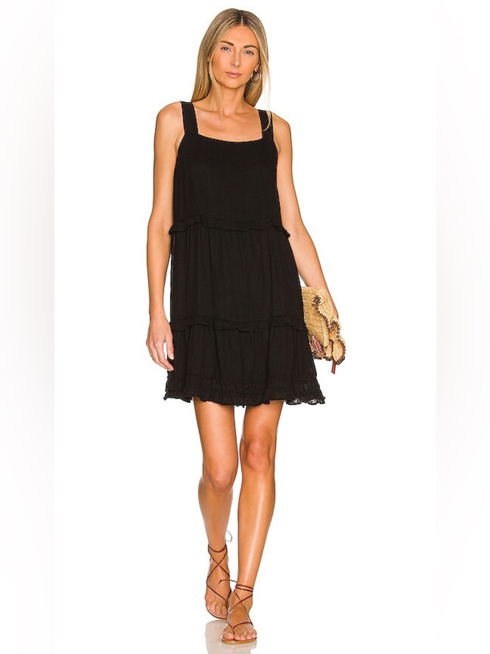 Rails Sandy Tank Dress Black Linen Blend Sleeveless Mini Dress Size S